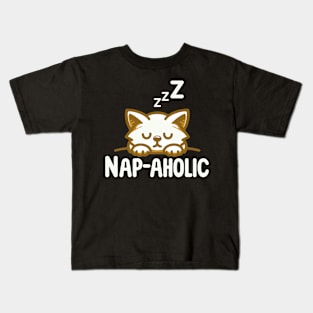 Nap-aholic | Cute Kitty cat napping | Cute design for Nap Lovers Kids T-Shirt